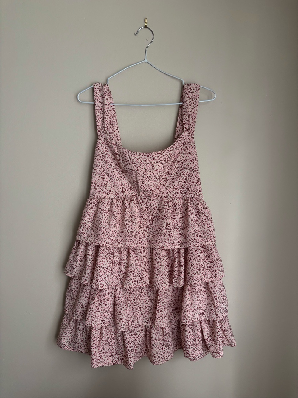 Storia Dusty Pink Floral Tiered Ruffle Dress